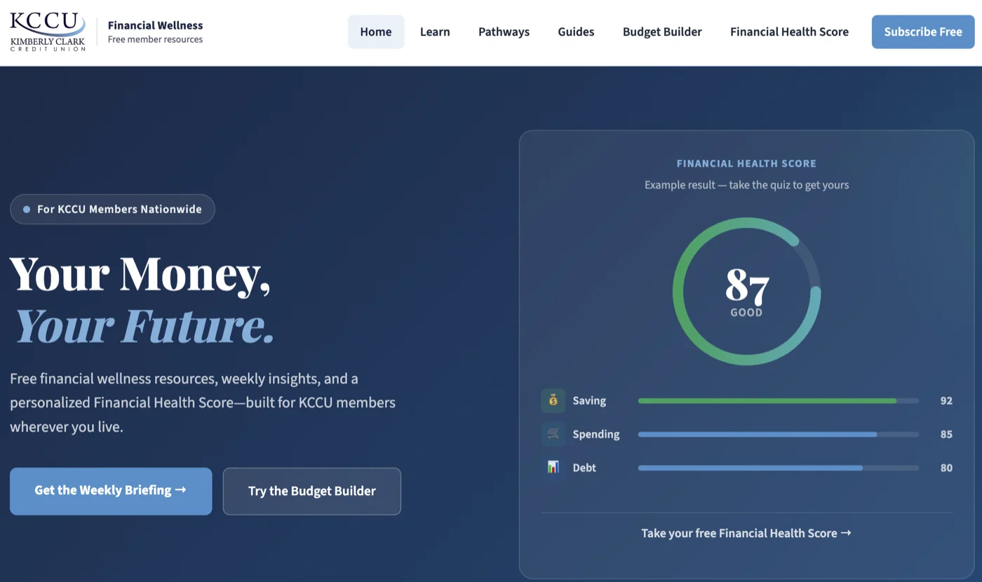 A branded financial wellness hub for credit union members