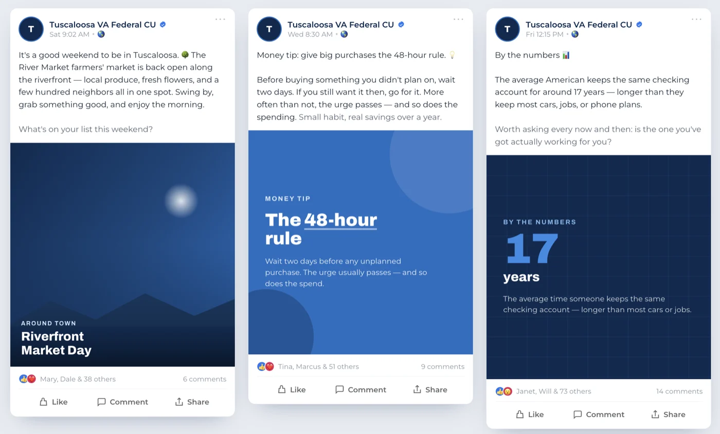 On-brand organic social posts for a credit union